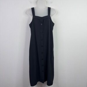 Everlane Apron Dress 10 Black Button Front Capsule Classic Minimalist Preppy